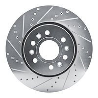 E-Line Drilled & Slotted Silver Brake Rotor, Fits Select Mopar, Position: Front Left
