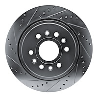 E-Line Drilled & Slotted Silver Brake Rotor, Fits Select Mopar, Position: Rear Left