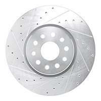 E-Line Drilled & Slotted Silver Brake Rotor, Fits Select Mopar, Position: Front Left