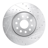 E-Line Drilled & Slotted Silver Brake Rotor, Fits Select Mopar, Position: Front Right