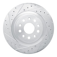 E-Line Drilled & Slotted Silver Brake Rotor, Fits Select Mopar, Position: Rear Left