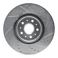 E-Line Drilled & Slotted Silver Brake Rotor, Fits Select GM, Position: Front Left