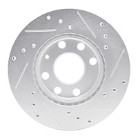 E-Line Drilled & Slotted Silver Brake Rotor, 1988-2019 GM, Position: Front Left