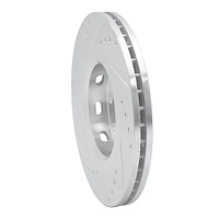 E-Line Drilled & Slotted Silver Brake Rotor, 2004-2017 GM, Position: Front Right