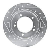 E-Line Drilled & Slotted Silver Brake Rotor, 1983-1998 GM, Position: Front Left