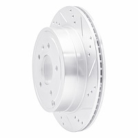 E-Line Drilled & Slotted Silver Brake Rotor, 2007-2015 GM, Position: Rear Right