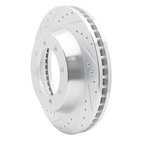 E-Line Drilled & Slotted Silver Brake Rotor, 1976-1996 GM, Position: Front Left