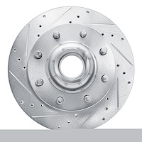 E-Line Drilled & Slotted Silver Brake Rotor, 1993-2006 GM, Position: Front Left