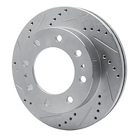 E-Line Drilled & Slotted Silver Brake Rotor, 1984-2006 GM, Position: Front Left