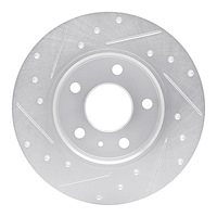 E-Line Drilled & Slotted Silver Brake Rotor, 2002-2008 GM, Position: Rear Right