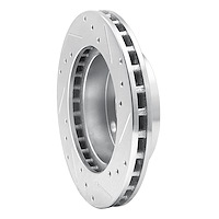 E-Line Drilled & Slotted Silver Brake Rotor, 1981-1994 Ford/Lincoln/Mercury/Mazda, Position: Front Left