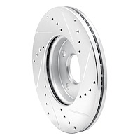 E-Line Drilled & Slotted Silver Brake Rotor, 2005-2012 Ford/Lincoln/Mercury/Mazda, Position: Front Left