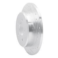 E-Line Drilled & Slotted Silver Brake Rotor, 1991-1995 Ford/Lincoln/Mercury/Mazda, Position: Rear Right