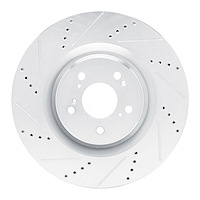 E-Line Drilled & Slotted Silver Brake Rotor, Fits Select Acura/Honda, Position: Front Left