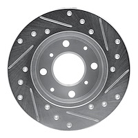 E-Line Drilled & Slotted Silver Brake Rotor, 1979-1983 Acura/Honda, Position: Front Left