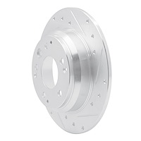 E-Line Drilled & Slotted Silver Brake Rotor, 1991-1999 Fits Multiple Makes/Models, Position: Rear Right