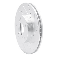 E-Line Drilled & Slotted Silver Brake Rotor, 1998-2021 Acura/Honda, Position: Front Right