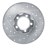 E-Line Drilled & Slotted Silver Brake Rotor, 1961-1967 Mercedes-Benz, Position: Front Left