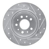 E-Line Drilled & Slotted Silver Brake Rotor, 1961-1991 Mercedes-Benz, Position: Rear Left