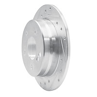 E-Line Drilled & Slotted Silver Brake Rotor, 1983-1995 Mercedes-Benz, Position: Rear Left