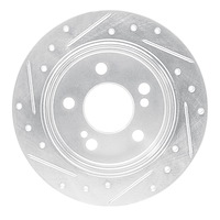 E-Line Drilled & Slotted Silver Brake Rotor, 1983-1995 Mercedes-Benz, Position: Rear Right
