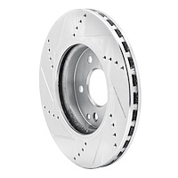 E-Line Drilled & Slotted Silver Brake Rotor, 1996-2015 Mercedes-Benz, Position: Front Right
