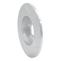 E-Line Drilled & Slotted Silver Brake Rotor, 2014-2020 Fits Multiple Makes/Models, Position: Rear Left