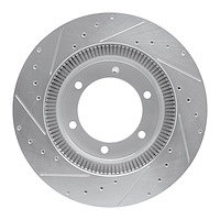 E-Line Drilled & Slotted Silver Brake Rotor, 1992-2017 Freightliner, Position: Front & Rear Right