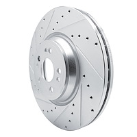 E-Line Drilled & Slotted Silver Brake Rotor, Fits Select Mercedes-Benz, Position: Front Left