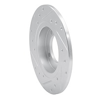 E-Line Drilled & Slotted Silver Brake Rotor, 1974-1975 Infiniti/Nissan, Position: Front Right