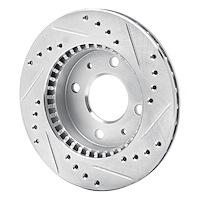 E-Line Drilled & Slotted Silver Brake Rotor, 1995-2000 Infiniti/Nissan, Position: Front Left