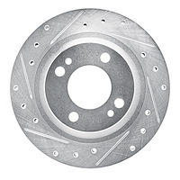 E-Line Drilled & Slotted Silver Brake Rotor, Fits Select Fits Multiple Makes/Models, Position: Front Left