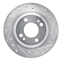 E-Line Drilled & Slotted Silver Brake Rotor, Fits Select Fits Multiple Makes/Models, Position: Front Right