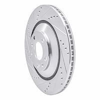 E-Line Drilled & Slotted Silver Brake Rotor, 2004-2018 Audi/Porsche/Volkswagen, Position: Rear Left