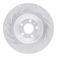 E-Line Drilled & Slotted Silver Brake Rotor, 2004-2018 Audi/Porsche/Volkswagen, Position: Rear Right