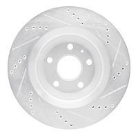 E-Line Drilled & Slotted Silver Brake Rotor, 2008-2015 Audi/Porsche/Volkswagen, Position: Rear Left