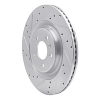 E-Line Drilled & Slotted Silver Brake Rotor, Fits Select Audi/Porsche/Volkswagen, Position: Rear Left