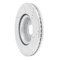 E-Line Drilled & Slotted Silver Brake Rotor, 2012-2020 Audi/Porsche/Volkswagen, Position: Front Left
