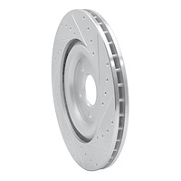 E-Line Drilled & Slotted Silver Brake Rotor, Fits Select Audi/Porsche/Volkswagen, Position: Rear Left