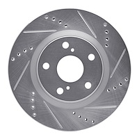 E-Line Drilled & Slotted Silver Brake Rotor, Fits Select Audi/Porsche/Volkswagen, Position: Front Right