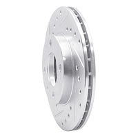 E-Line Drilled & Slotted Silver Brake Rotor, 1980-2009 Audi/Porsche/Volkswagen, Position: Front Left
