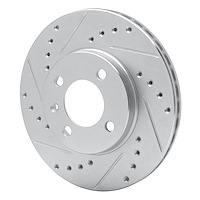 E-Line Drilled & Slotted Silver Brake Rotor, 1986-2008 Audi/Porsche/Volkswagen, Position: Front Left