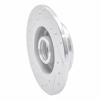 E-Line Drilled & Slotted Silver Brake Rotor, 1992-1998 Audi/Porsche/Volkswagen, Position: Rear Right