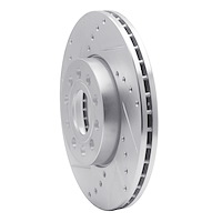 E-Line Drilled & Slotted Silver Brake Rotor, Fits Select Audi/Porsche/Volkswagen, Position: Front Left
