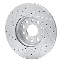 E-Line Drilled & Slotted Silver Brake Rotor, Fits Select Audi/Porsche/Volkswagen, Position: Front Right