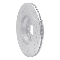 E-Line Drilled & Slotted Silver Brake Rotor, Fits Select Audi/Porsche/Volkswagen, Position: Rear Right