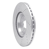E-Line Drilled & Slotted Silver Brake Rotor, Fits Select Audi/Porsche/Volkswagen, Position: Front Right