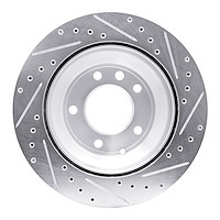 E-Line Drilled & Slotted Silver Brake Rotor, 2003-2018 Audi/Porsche/Volkswagen, Position: Rear Left