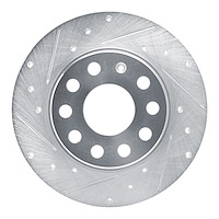 E-Line Drilled & Slotted Silver Brake Rotor, Fits Select Audi/Porsche/Volkswagen, Position: Rear Left