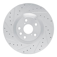 E-Line Drilled & Slotted Silver Brake Rotor, Fits Select Lexus/Toyota/Scion, Position: Left Front